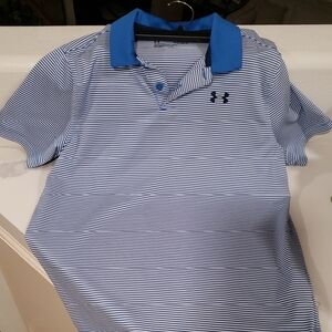 Under Armour Navy and White Striped Polo